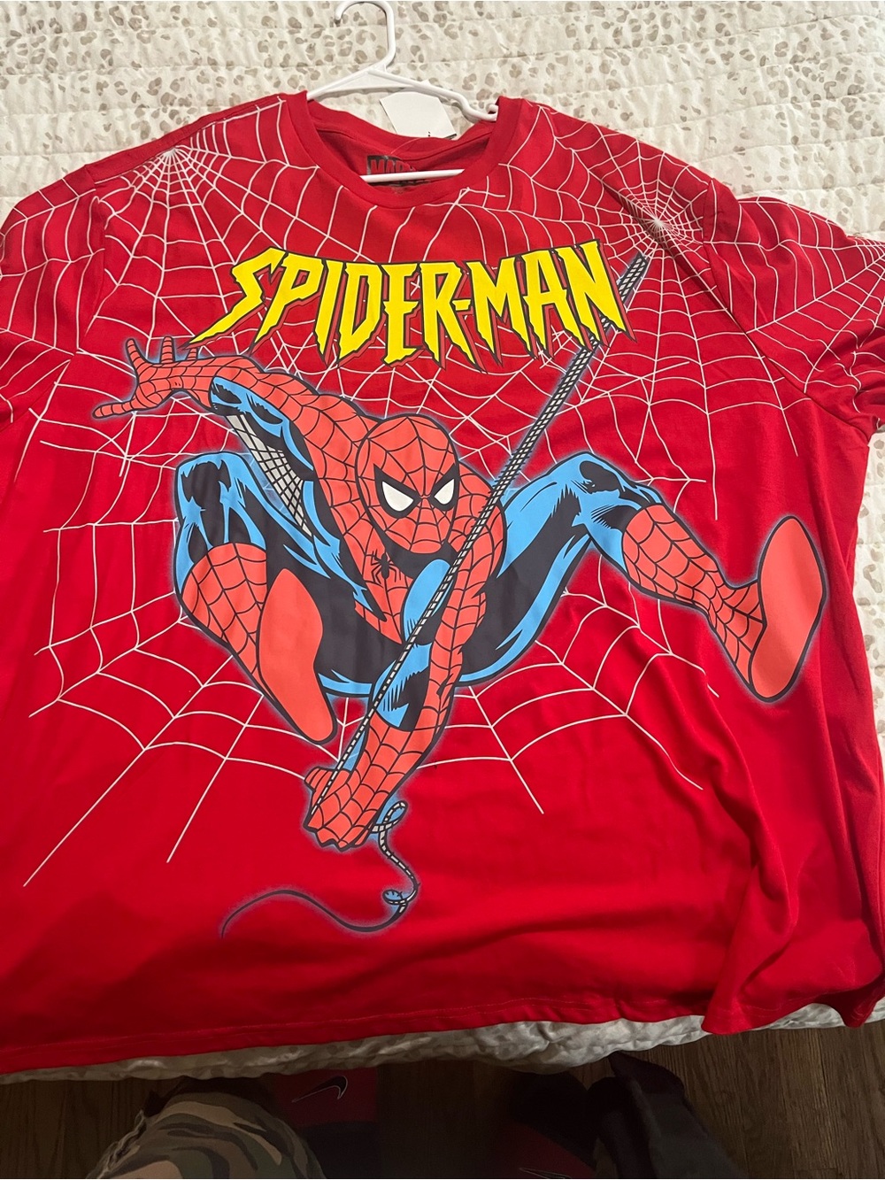 Marvel Red Spider-Man Graphic Tee with Yellow Logo